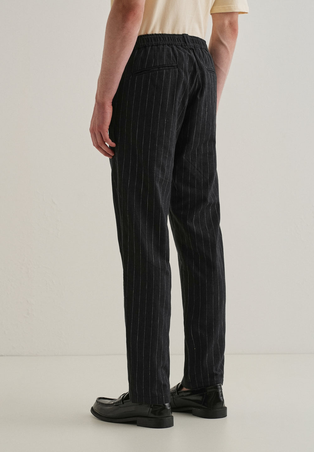 Black Stripe Relaxed Linen Trouser