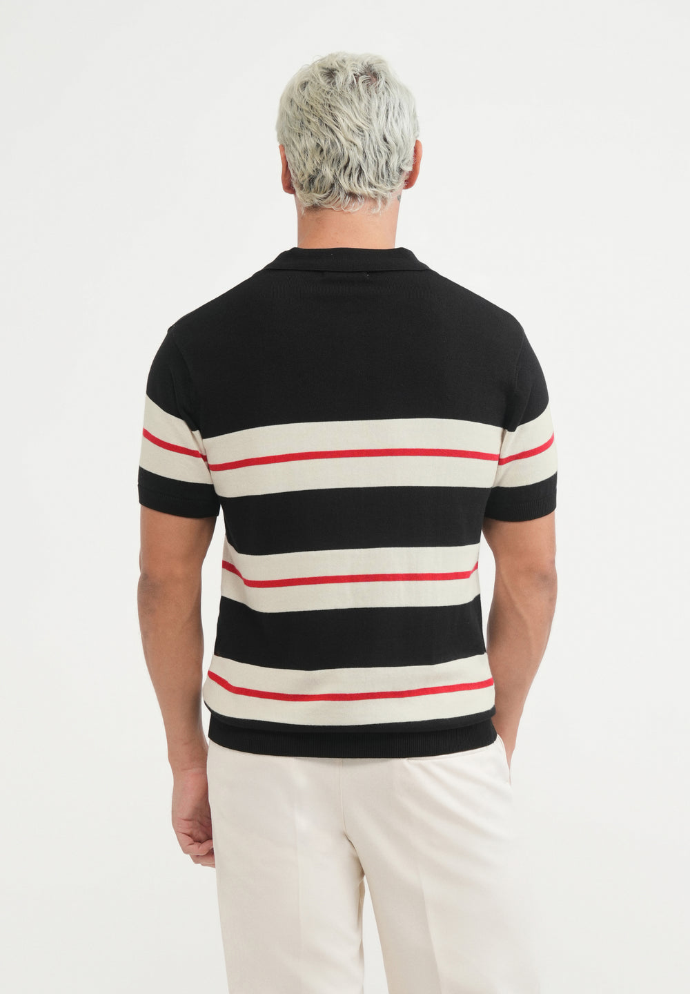 Black Striped Knitted Polo