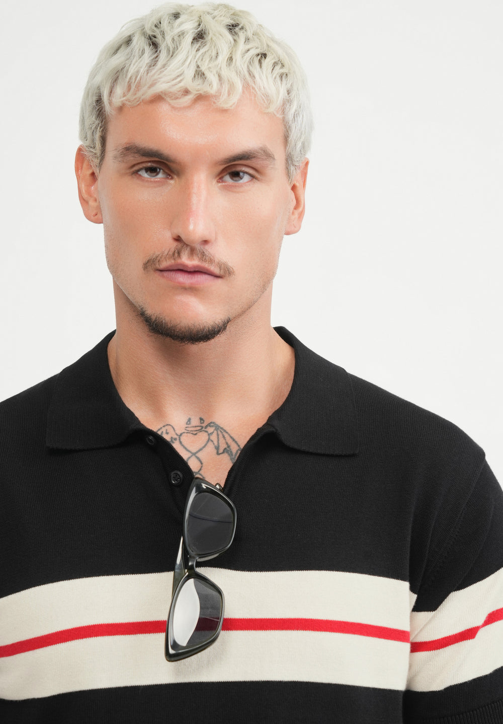 Black Striped Knitted Polo