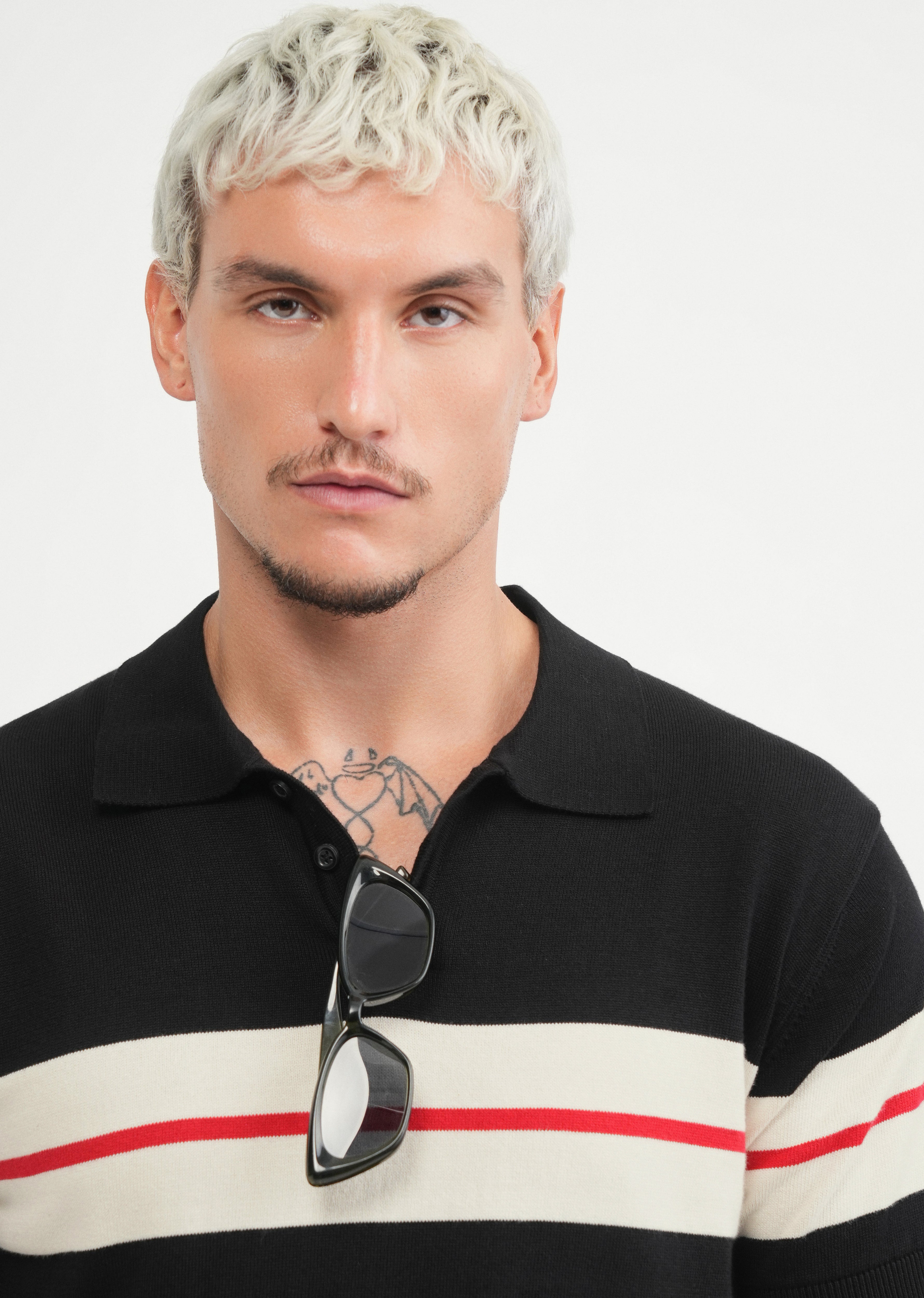 Black Striped Knitted Polo
