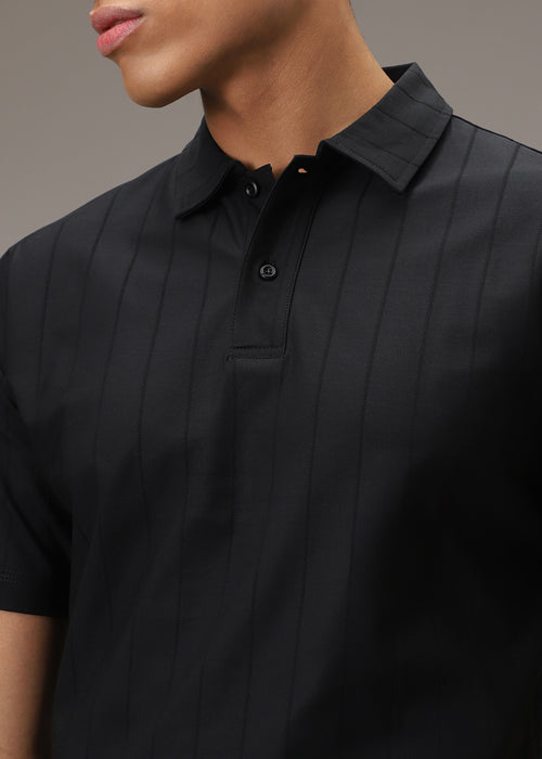 Black Striped Polo T-Shirt