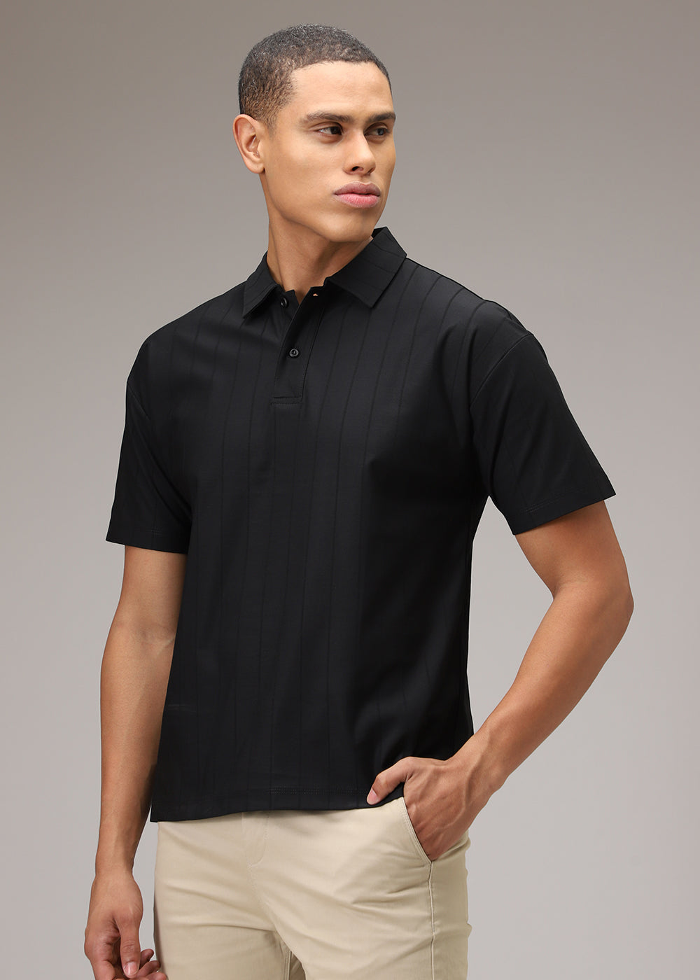 Black Striped Polo T-Shirt