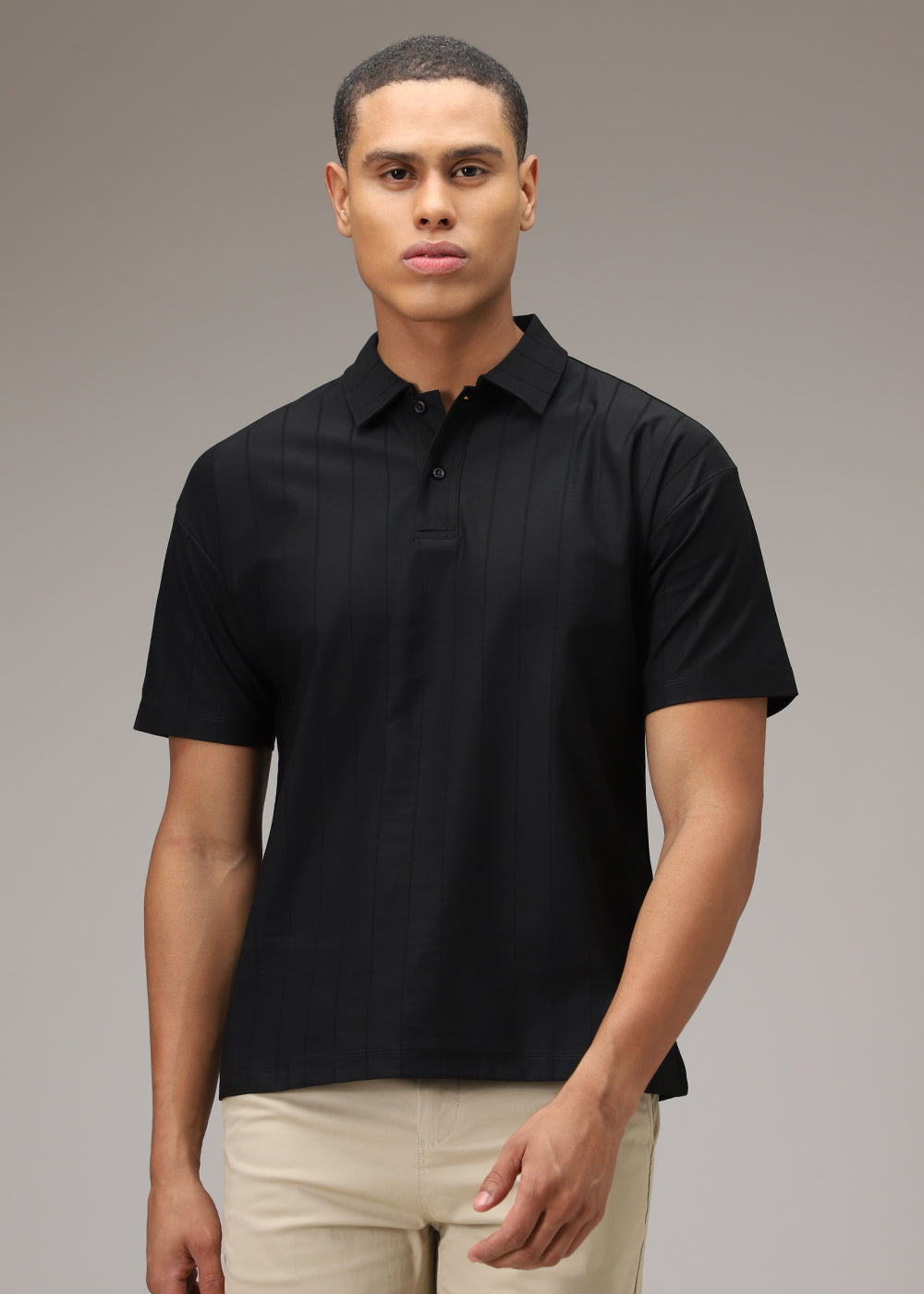 Black Striped Polo T-Shirt