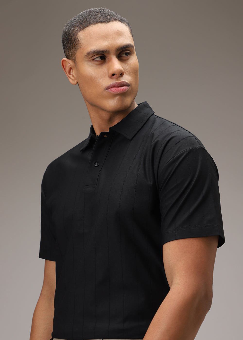 Black Striped Polo T-Shirt