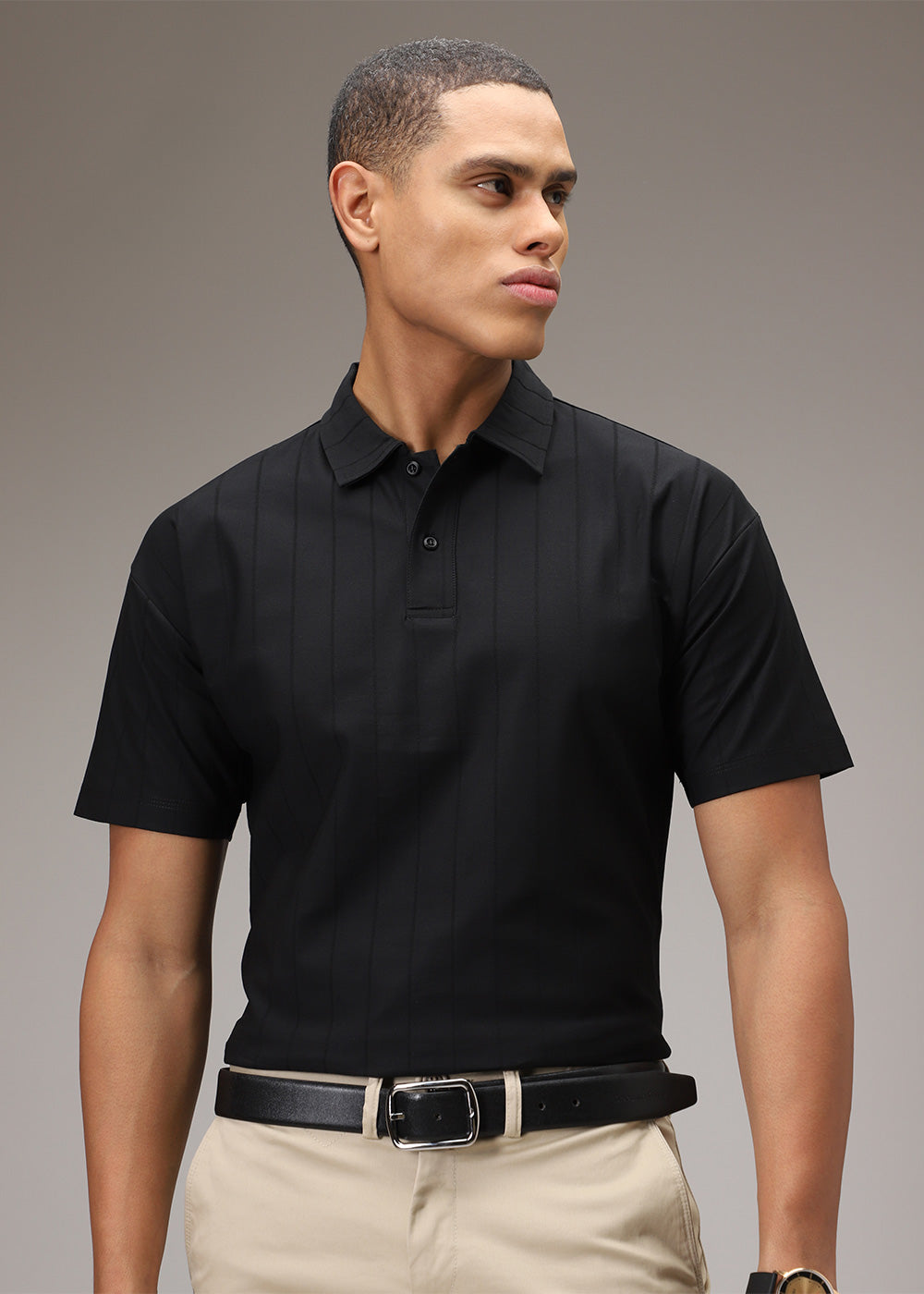 Black Striped Polo T-Shirt