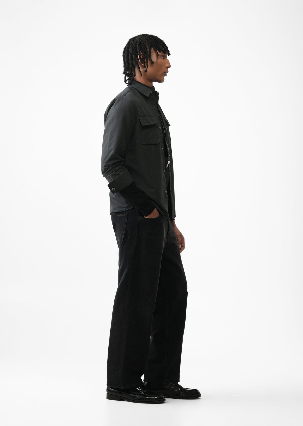 Black Suede-Touch Utility Shacket