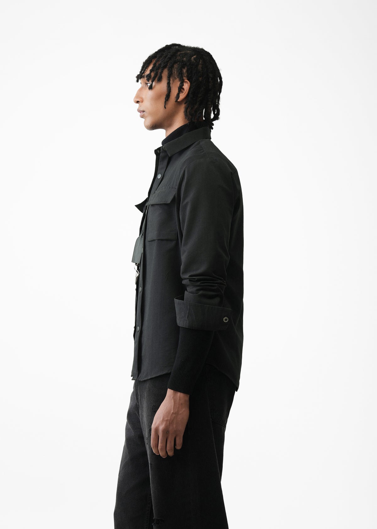 Black Suede-Touch Utility Shacket