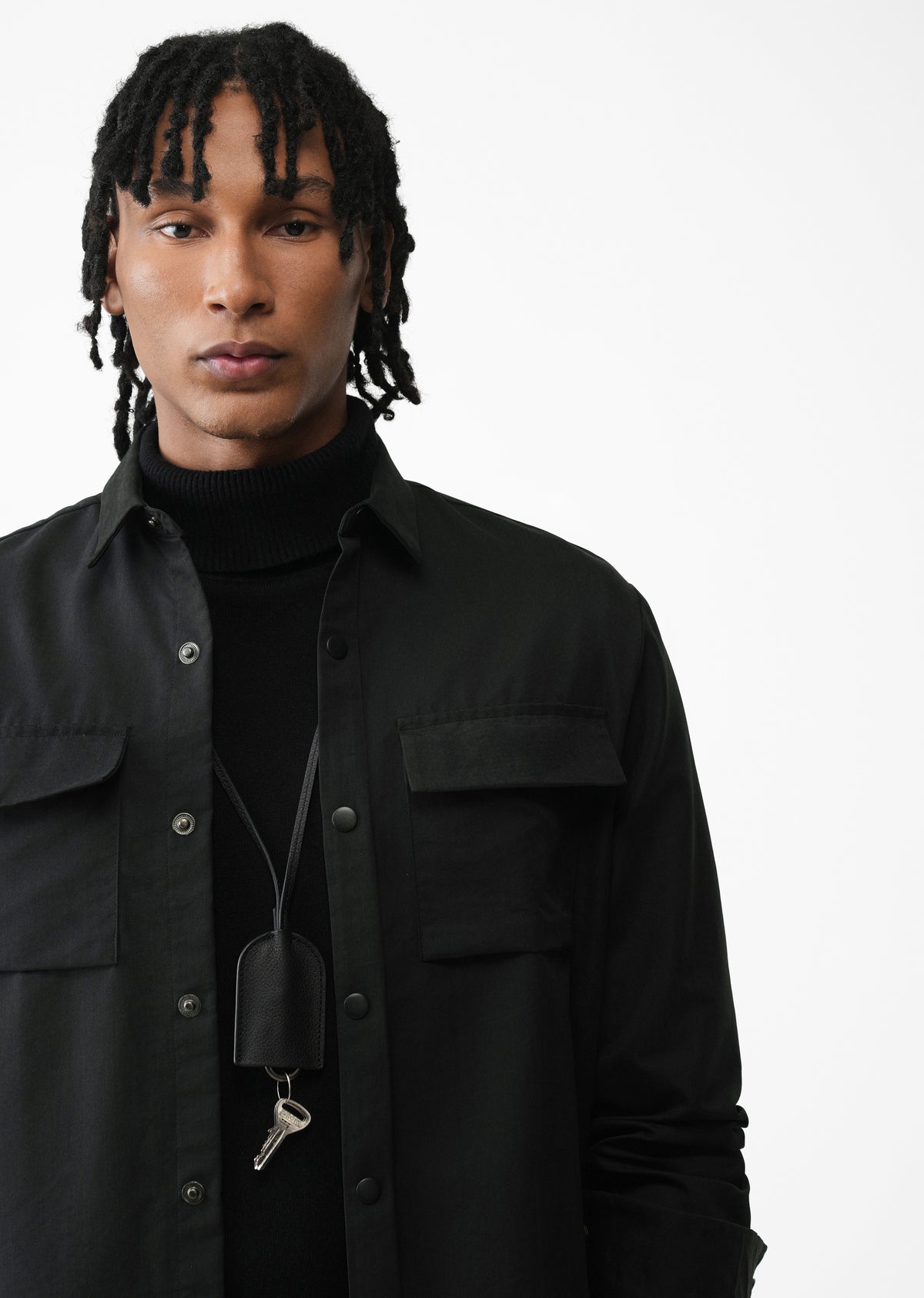 Black Suede-Touch Utility Shacket