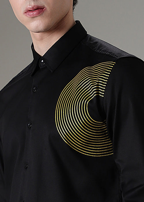 Black Symmetric Foil Designer Shirt