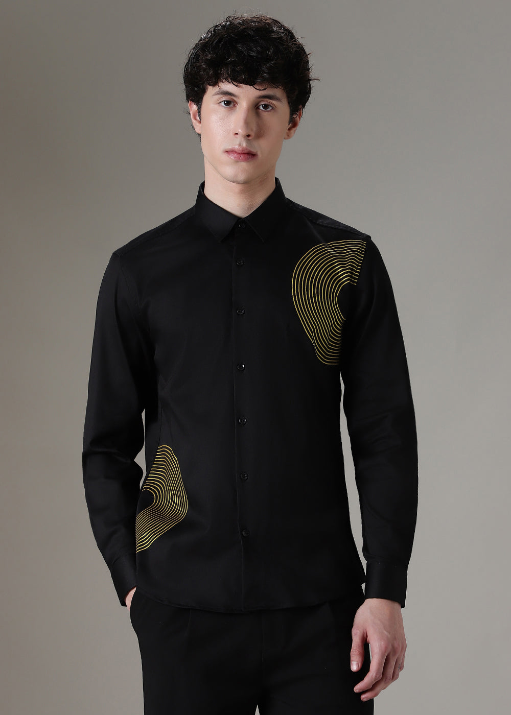 Black Symmetric Foil Designer Shirt