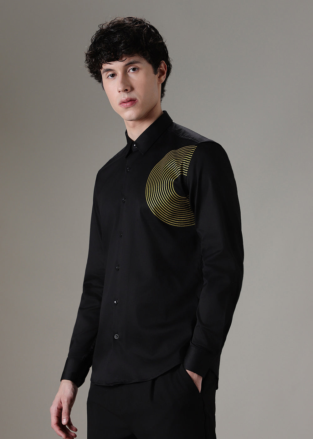 Black Symmetric Foil Designer Shirt