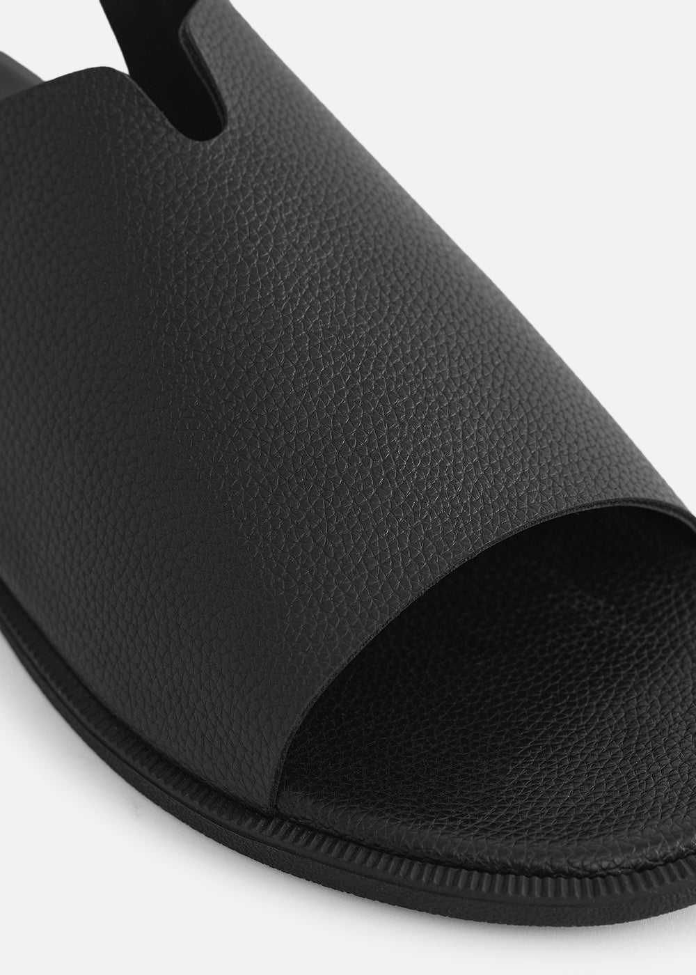 Black Textured Back Strap Sandals