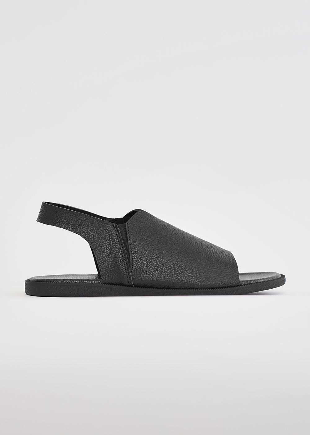 Black Textured Back Strap Sandals