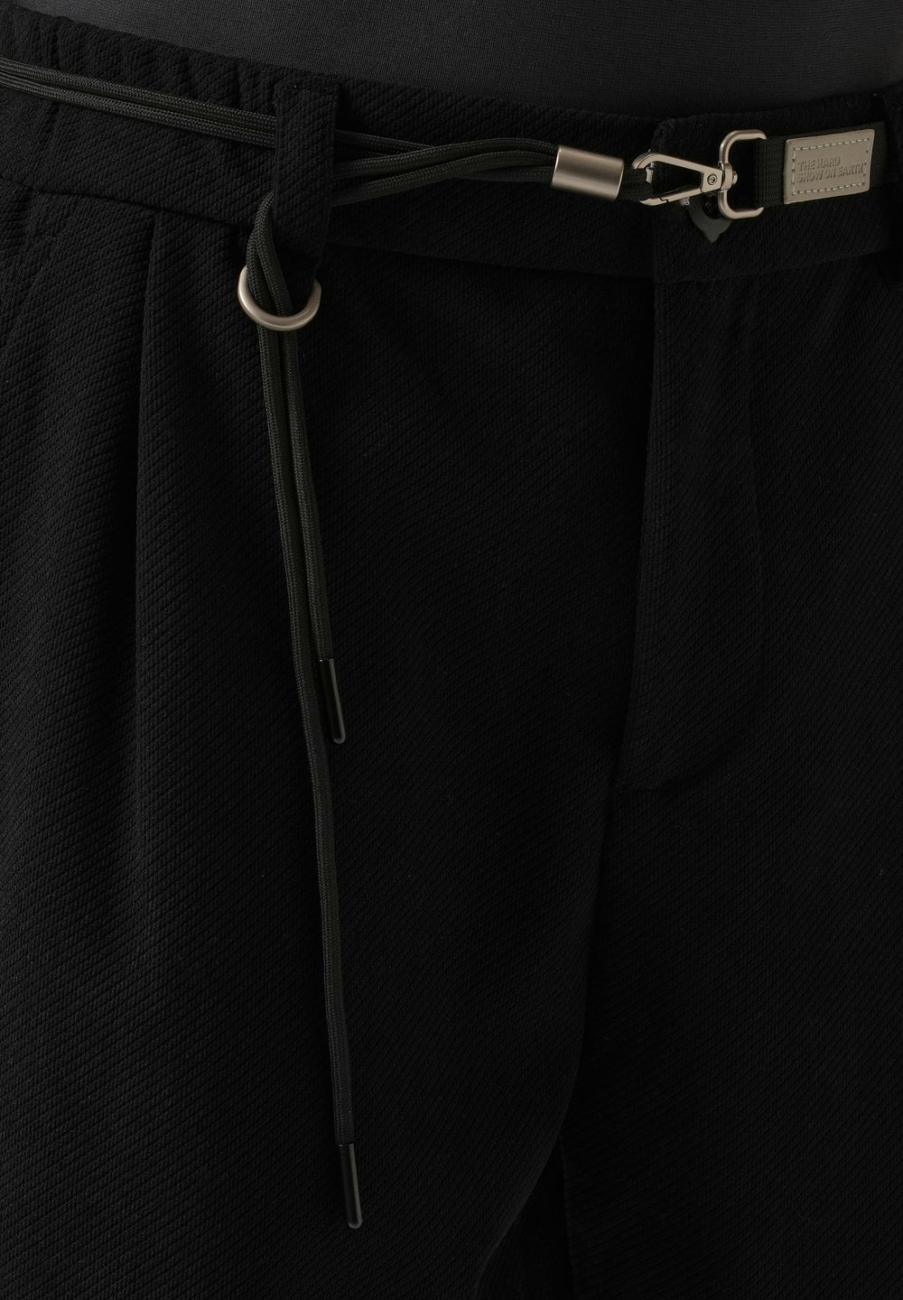 Black Textured Corduroy Belt Pant