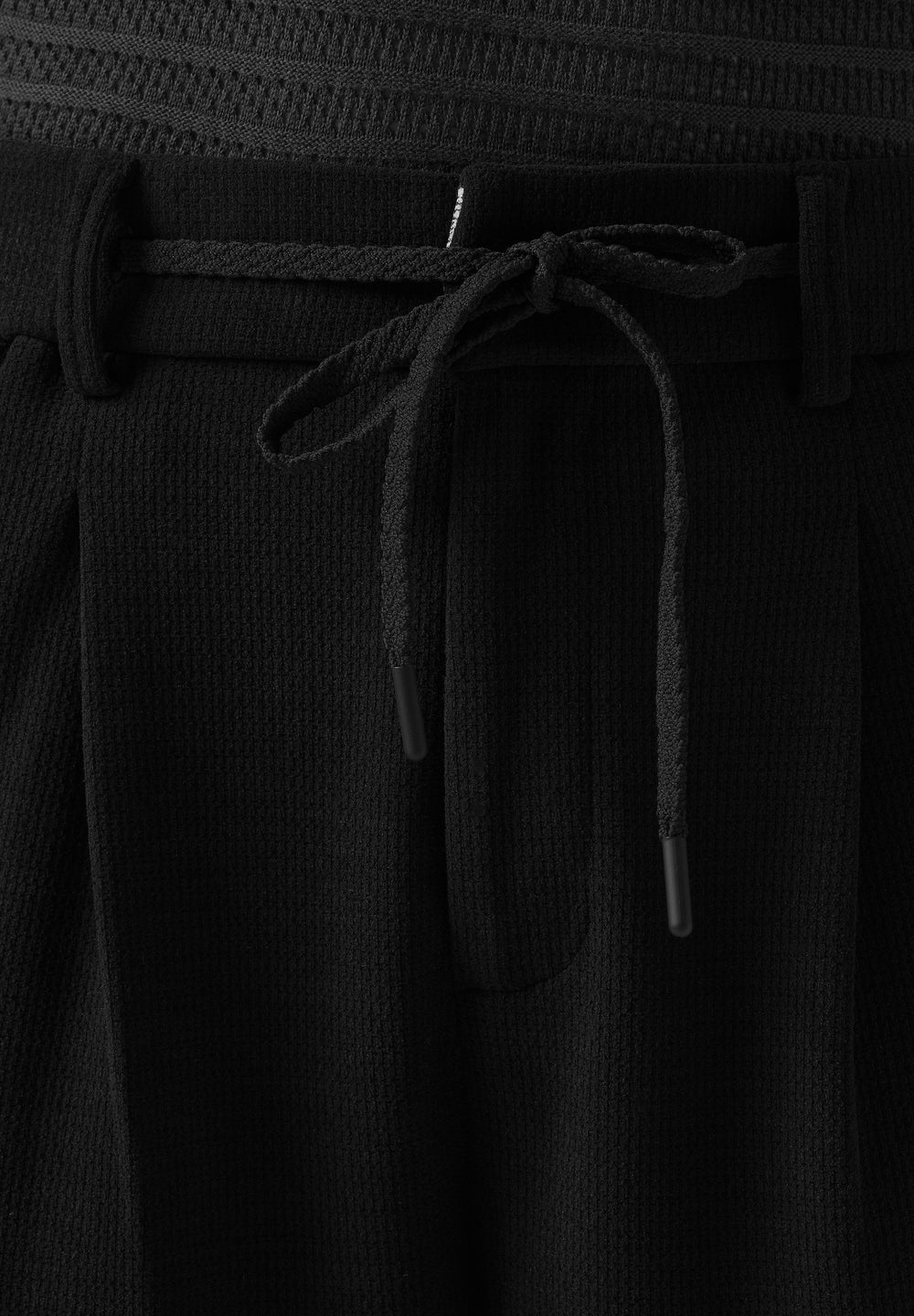 Black Textured Suede Drawstring Pant