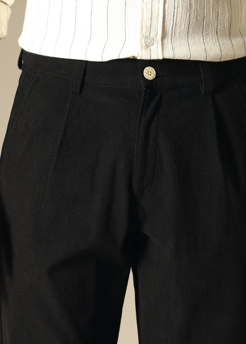 Black Textured Corduroy Pant