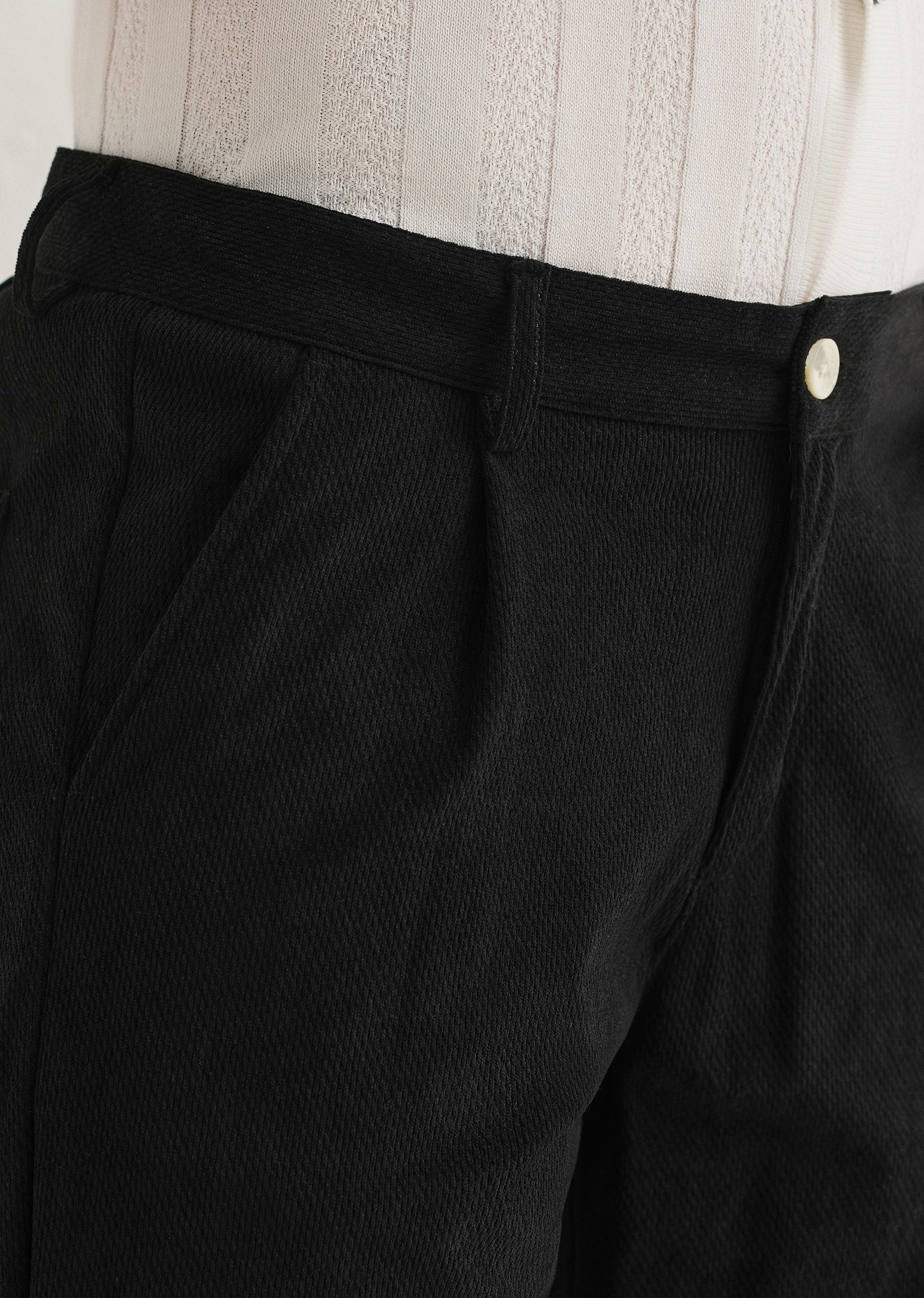 Black Textured Corduroy Pant