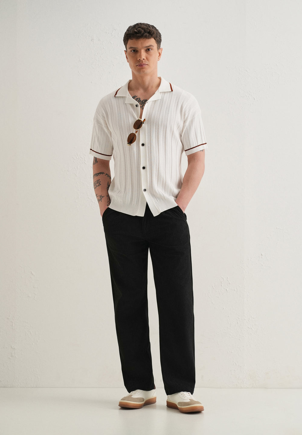 Black Textured Corduroy Pant