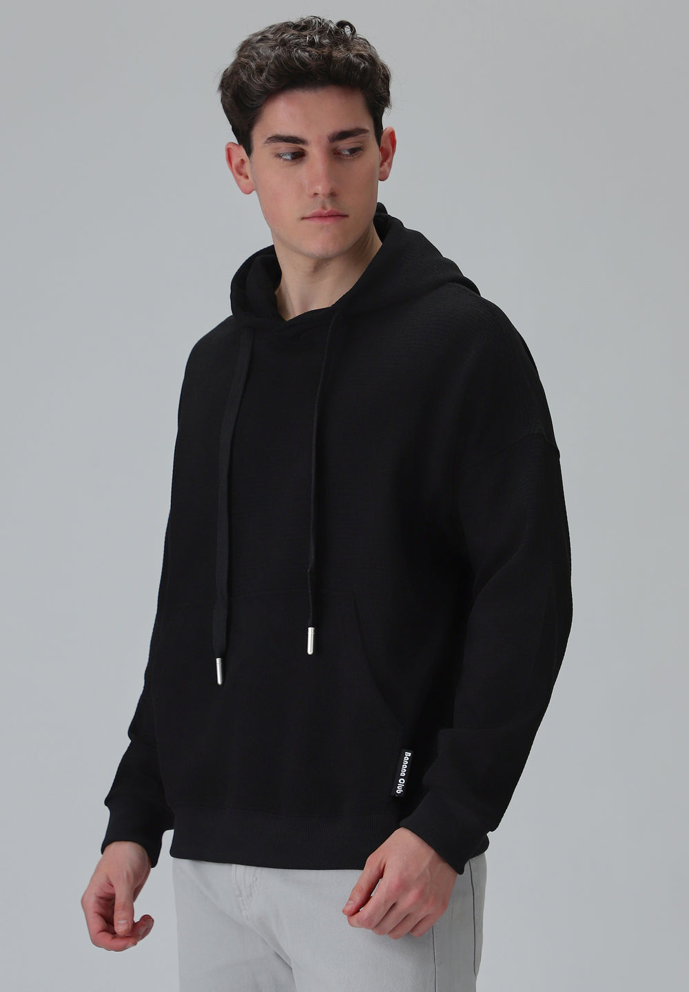 Black Textured Hoodie