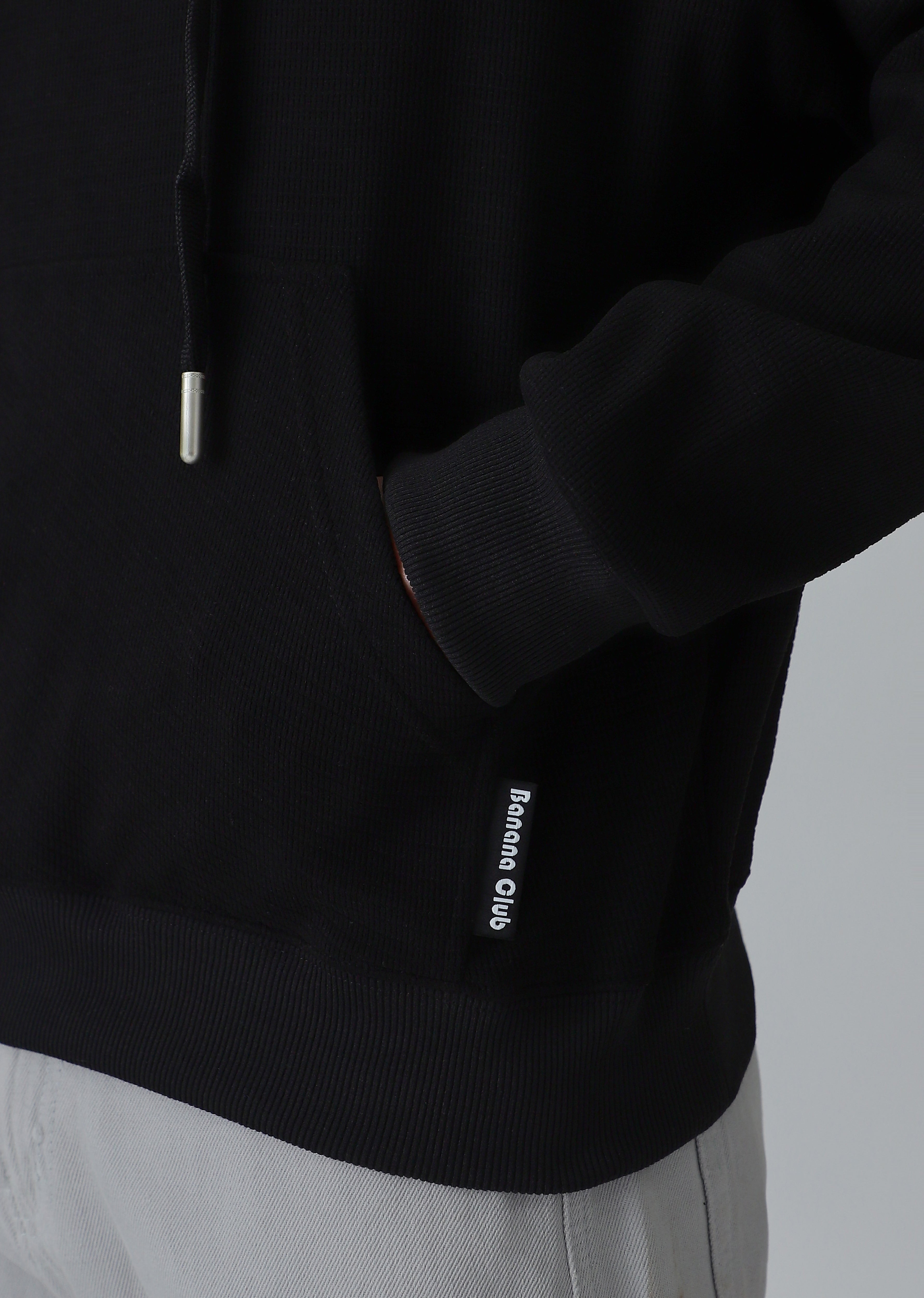 Black Textured Hoodie