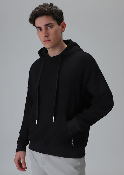 Black Textured Hoodie