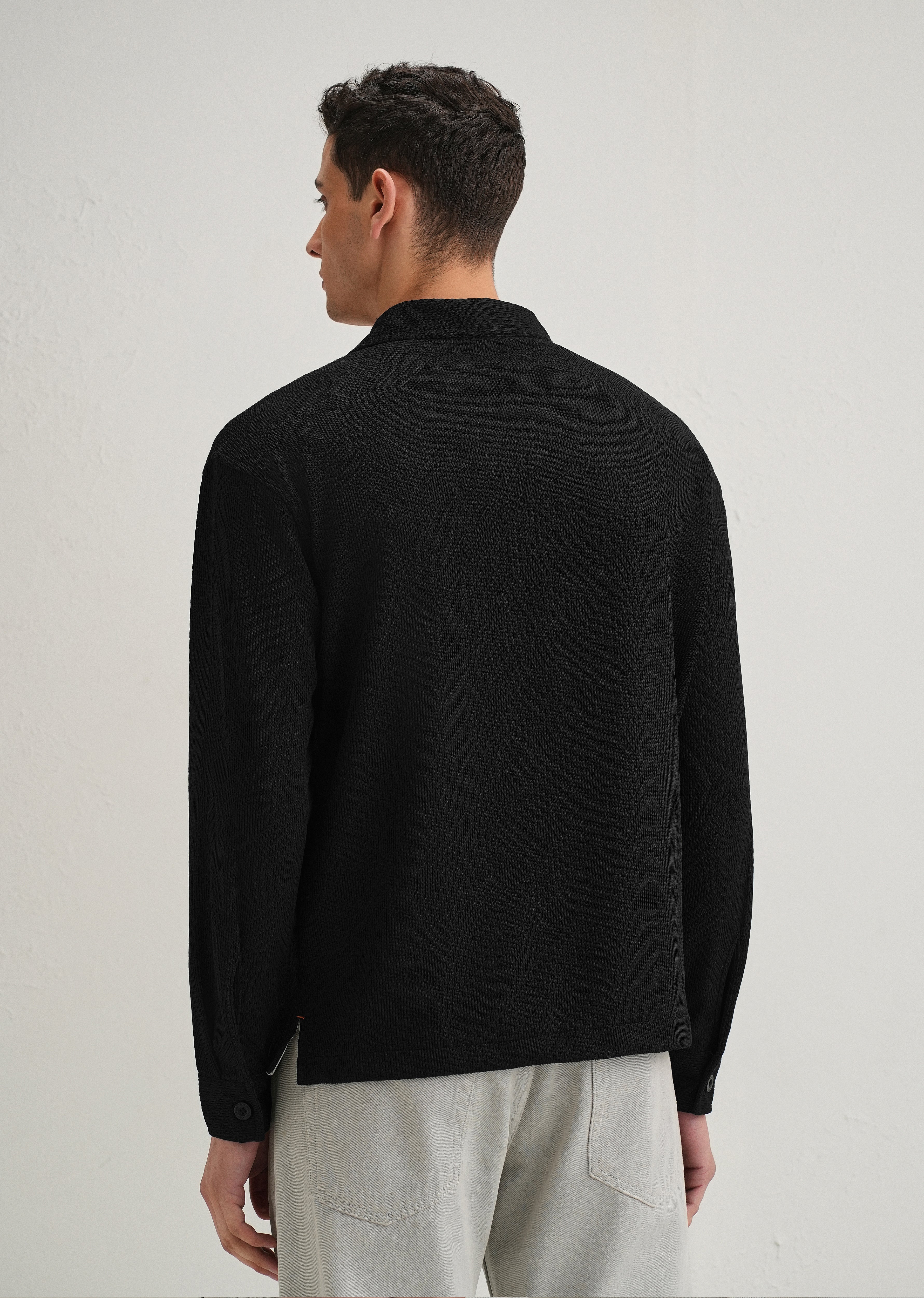 Black Textured Knit Shacket