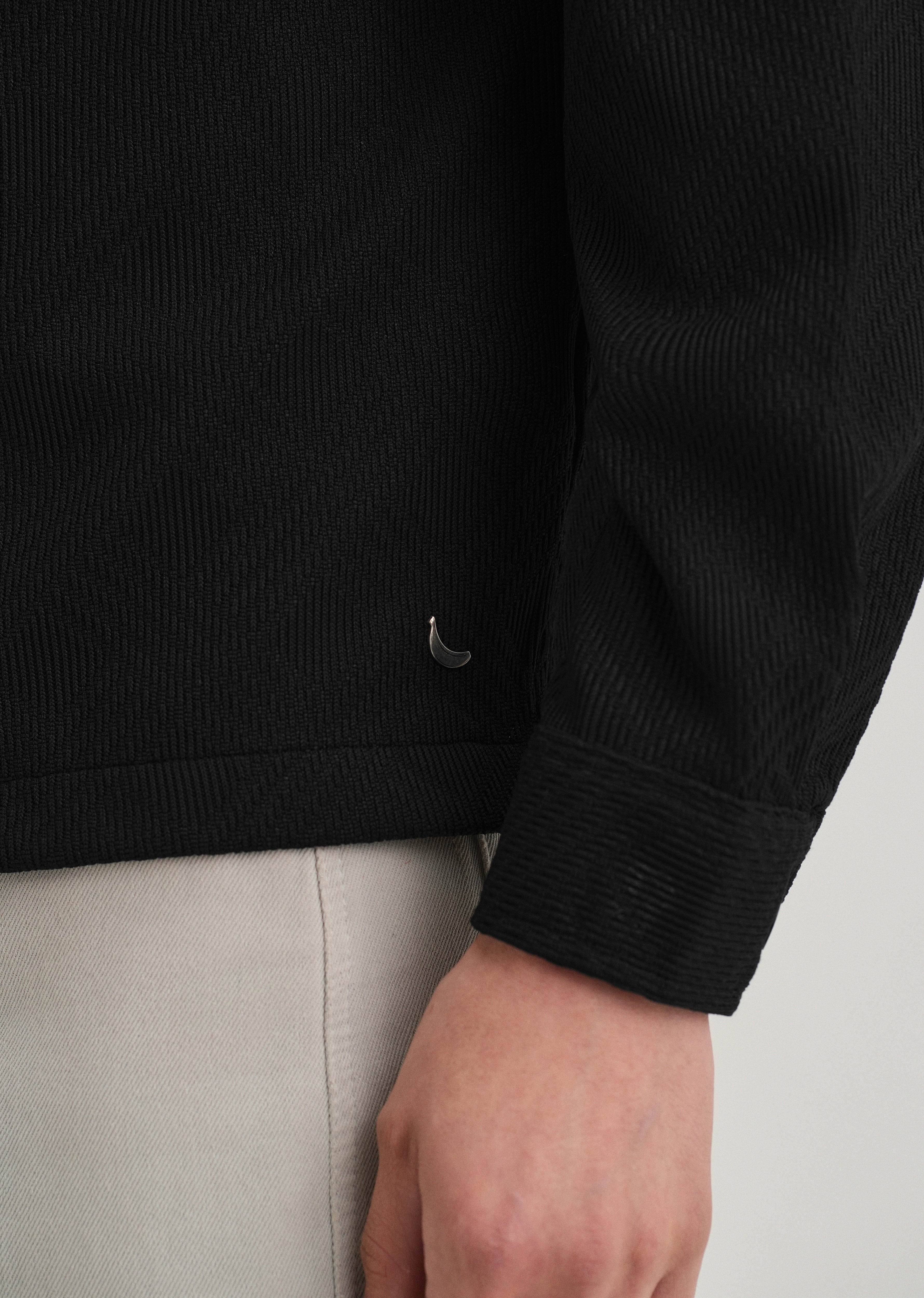 Black Textured Knit Shacket