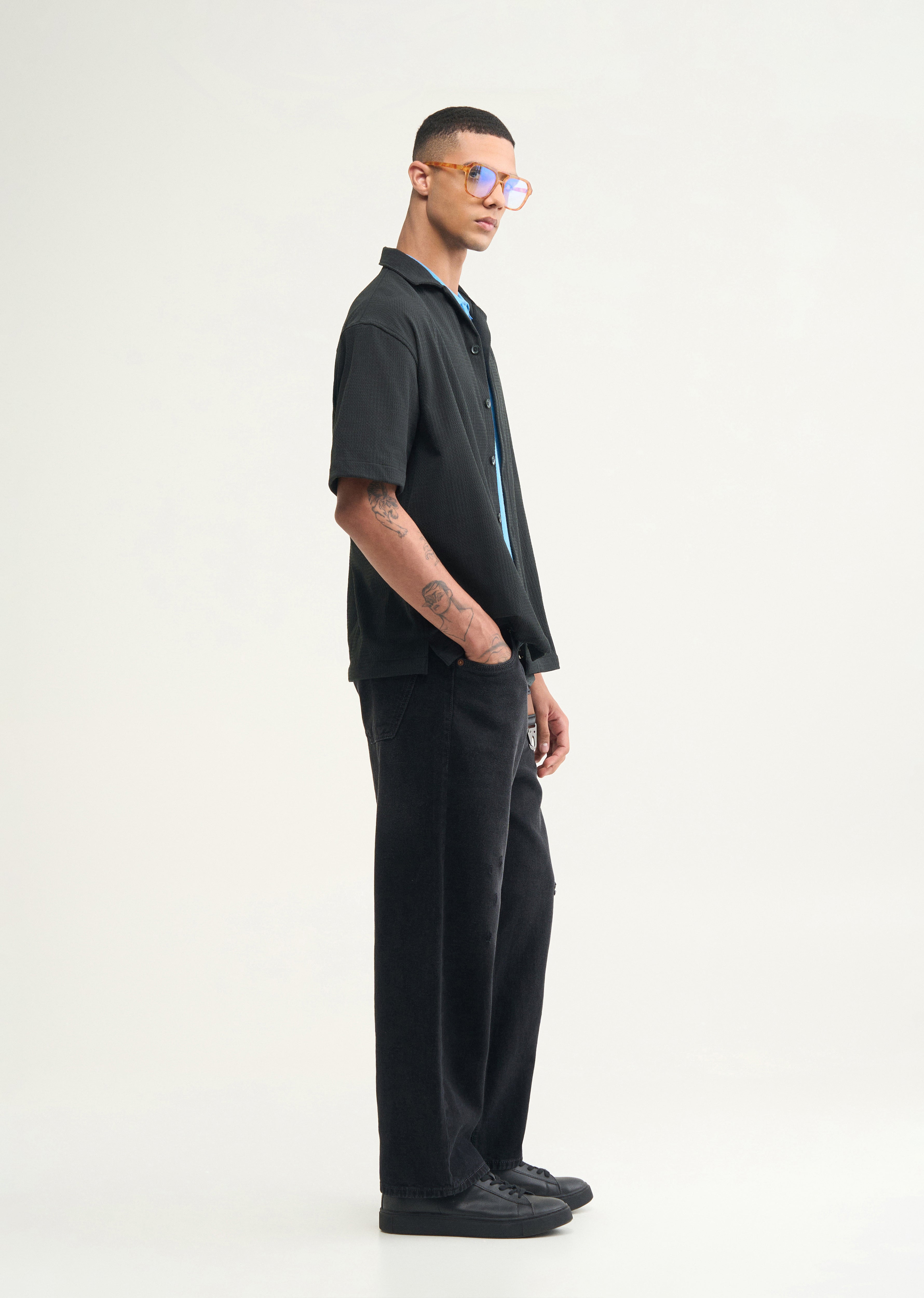 Black Knitted Boxy Shirt