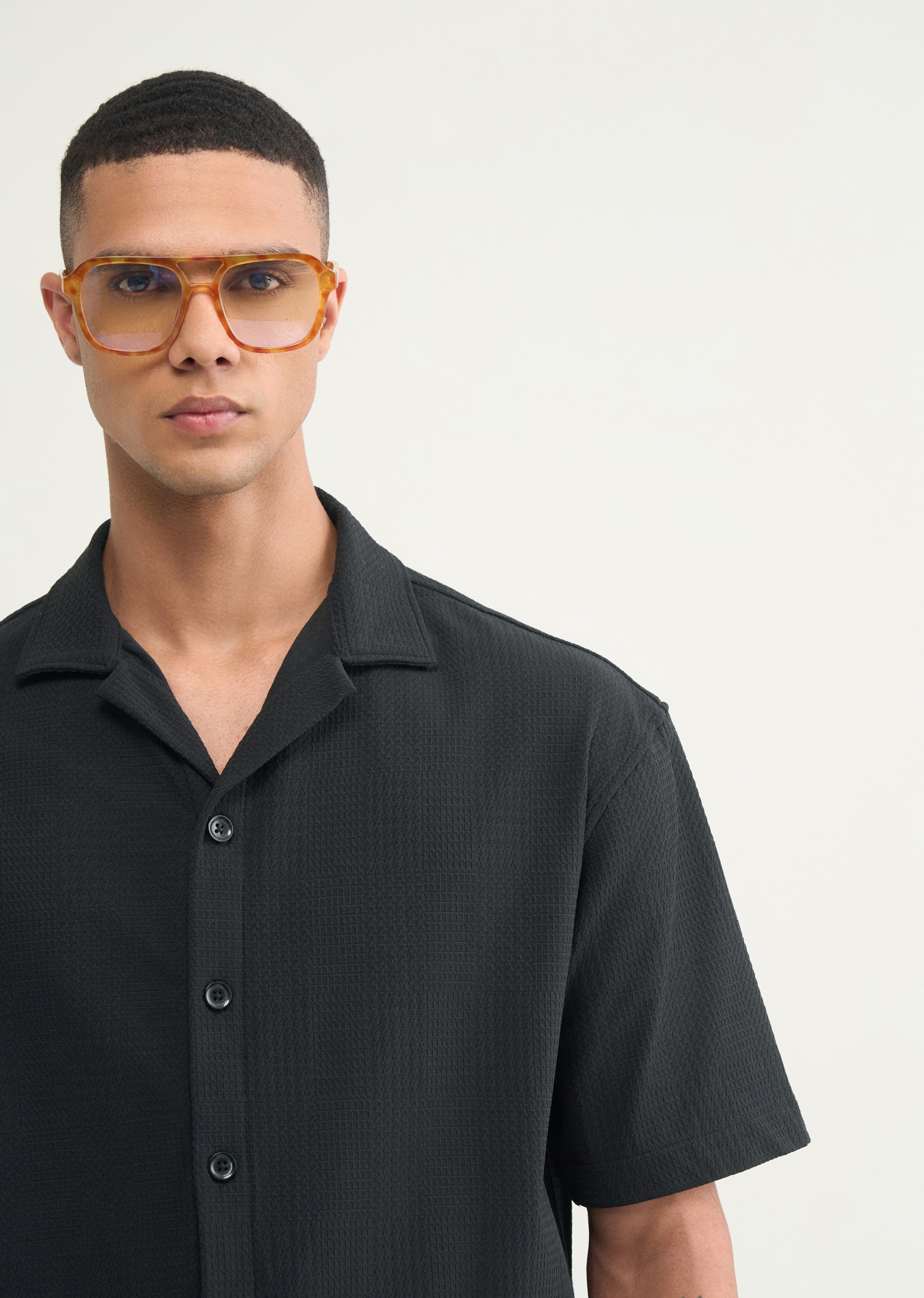 Black Knitted Boxy Shirt