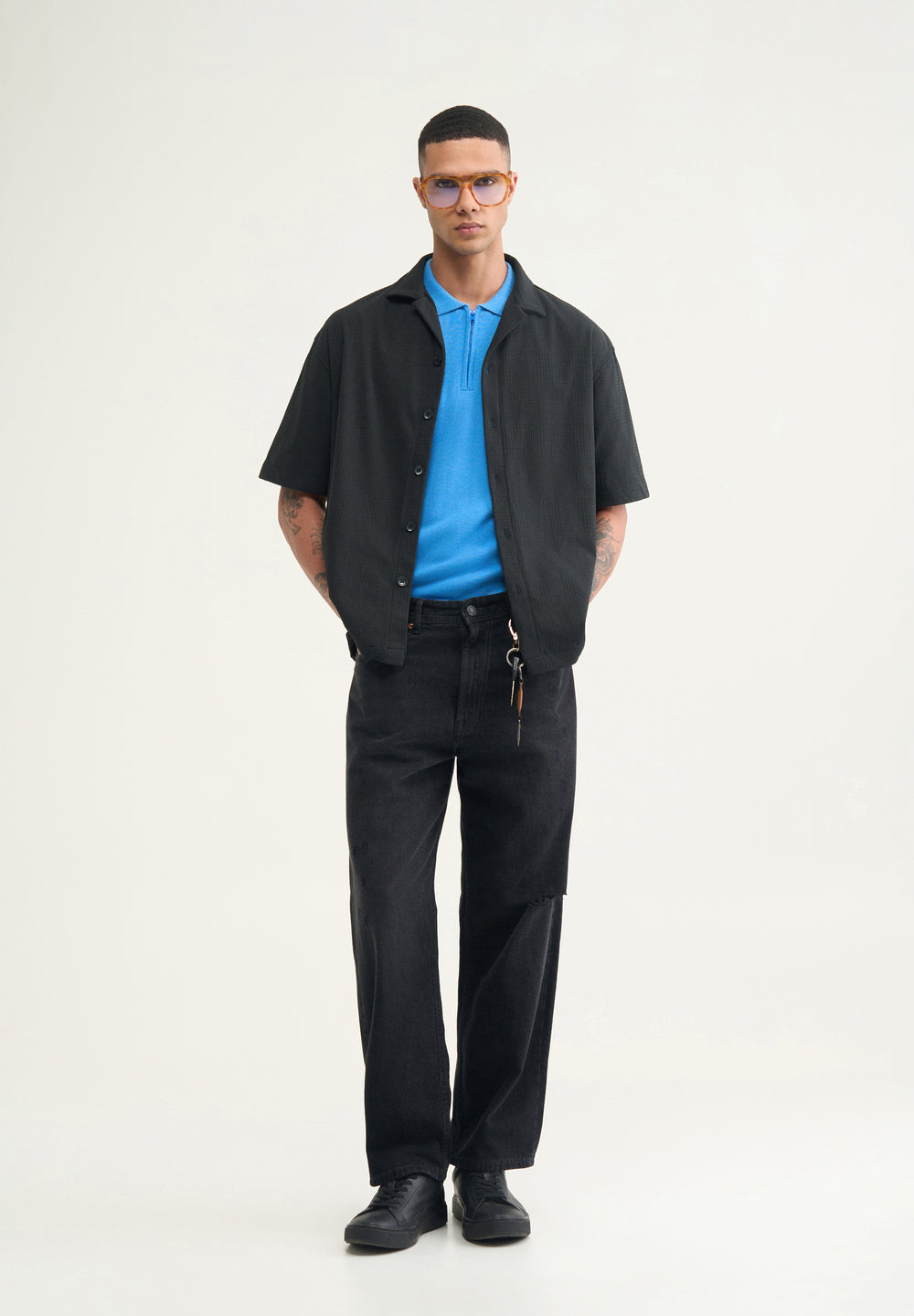 Black Knitted Boxy Shirt