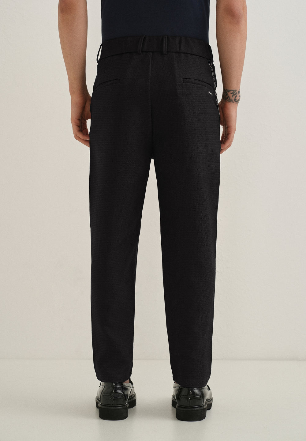 Black Textured Korean Pant