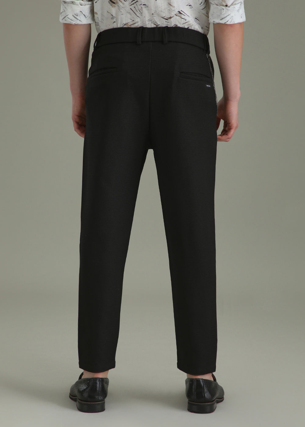 Black Textured Korean Pant