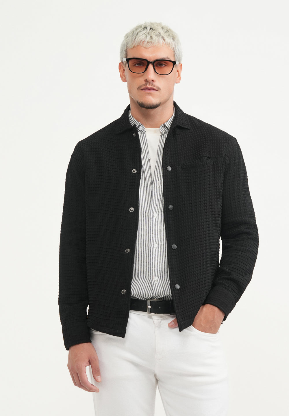 Black Textured Shacket