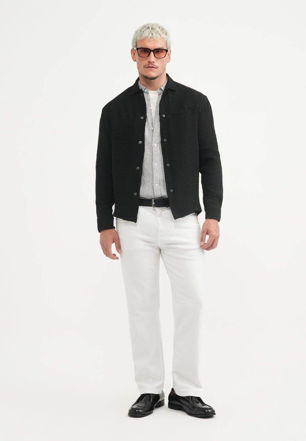 Black Textured Shacket