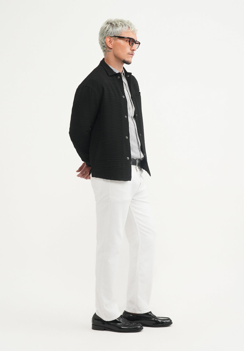 Black Textured Shacket