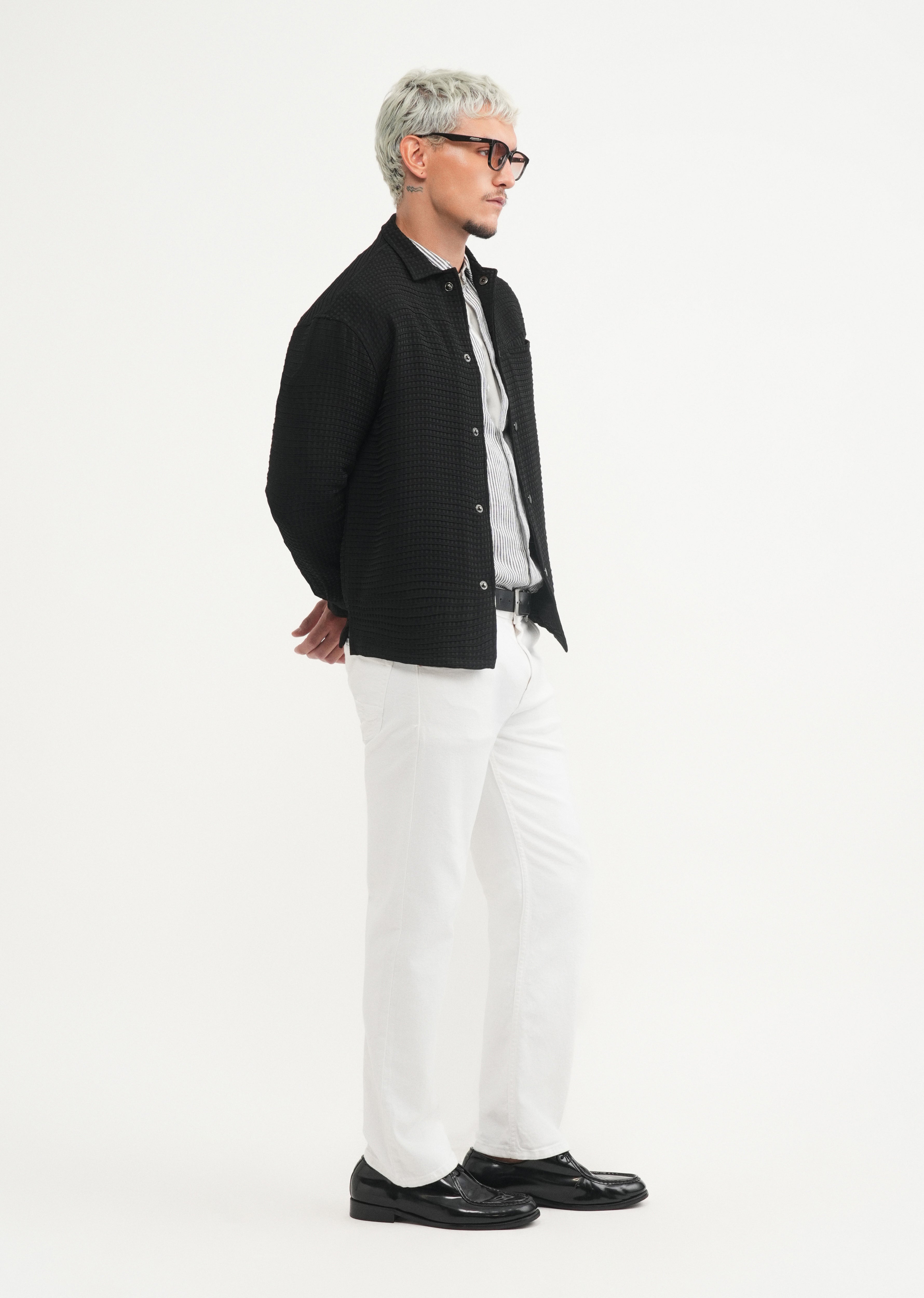 Black Textured Shacket
