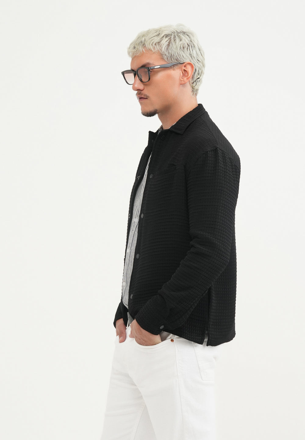 Black Textured Shacket