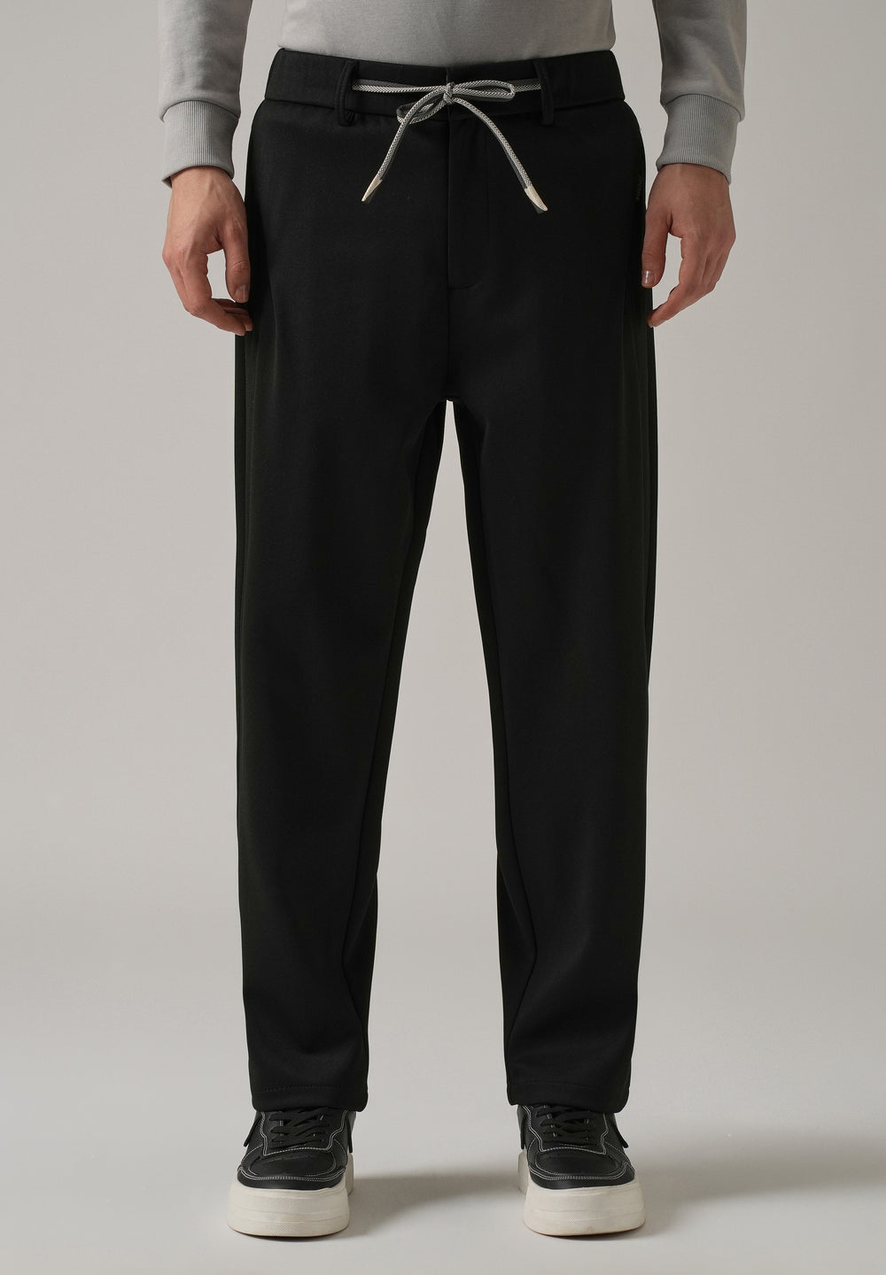 Black Textured Stretch Pant