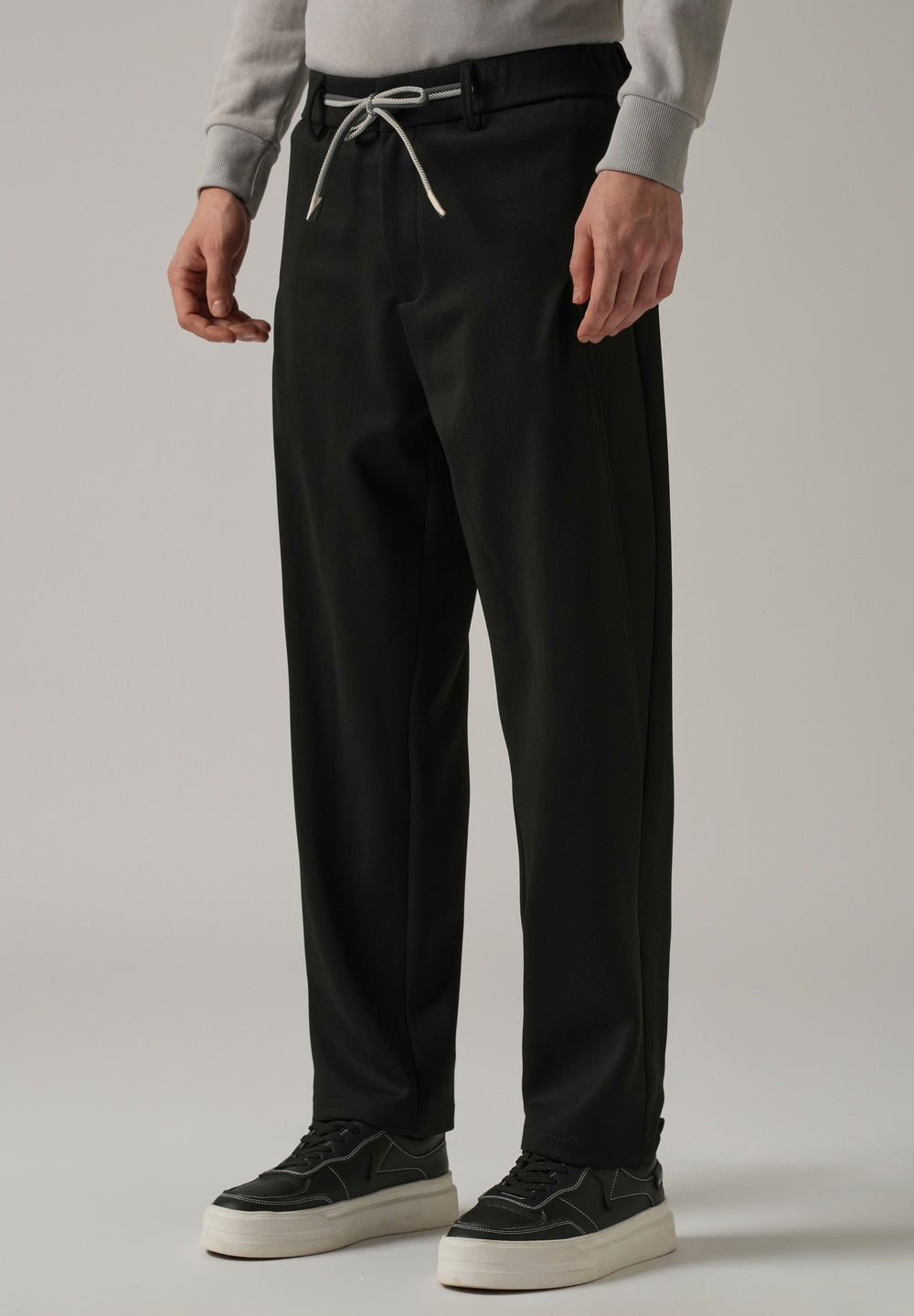Black Textured Stretch Pant