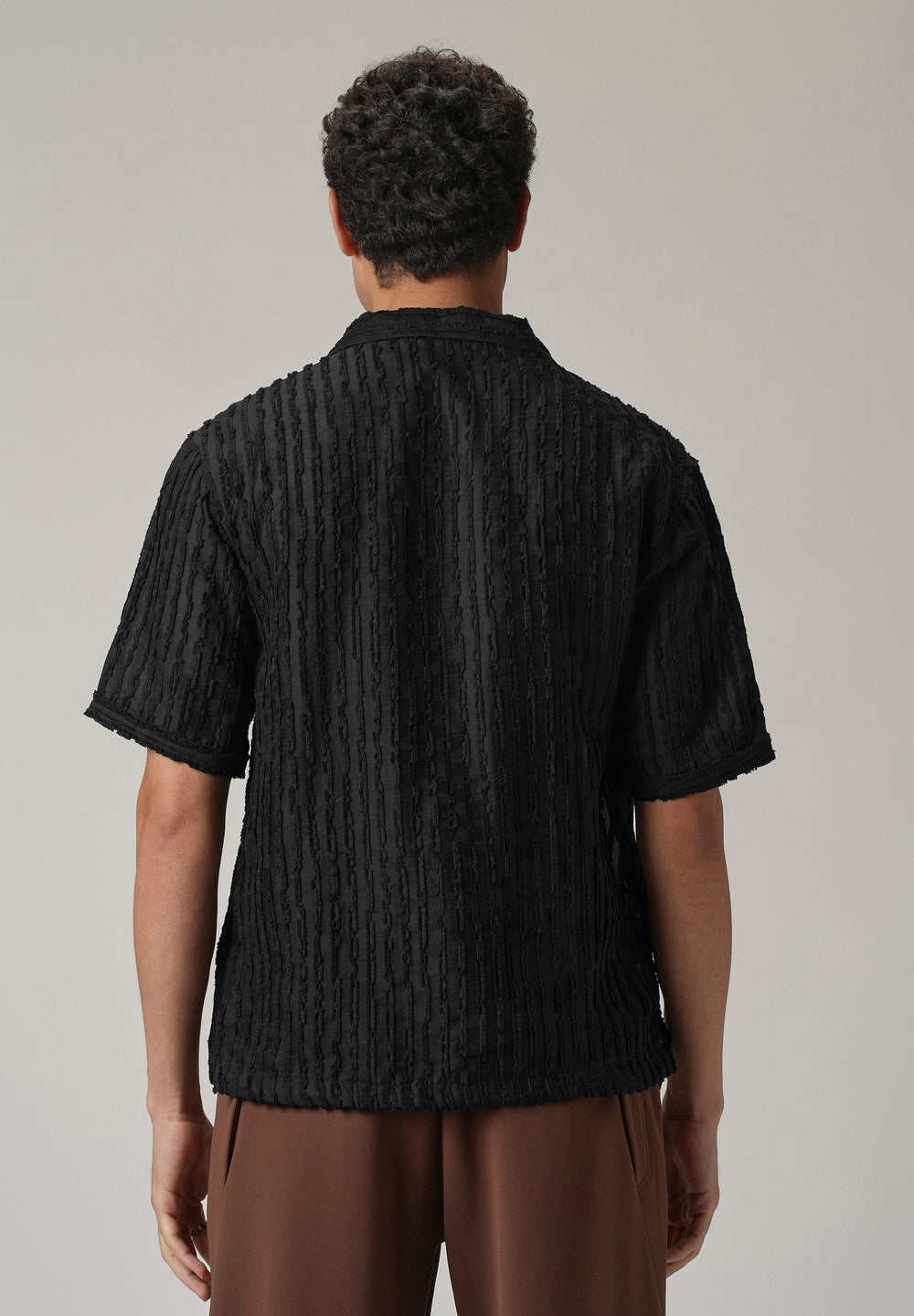 Black Clip Jacquard Stripe Shirt