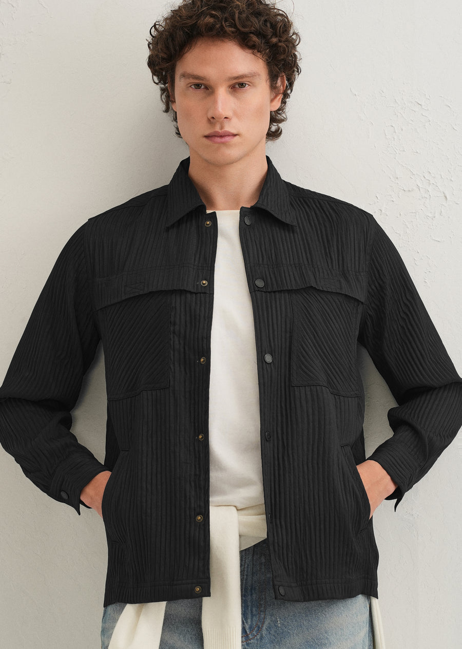 Black Textured Utility Shacket