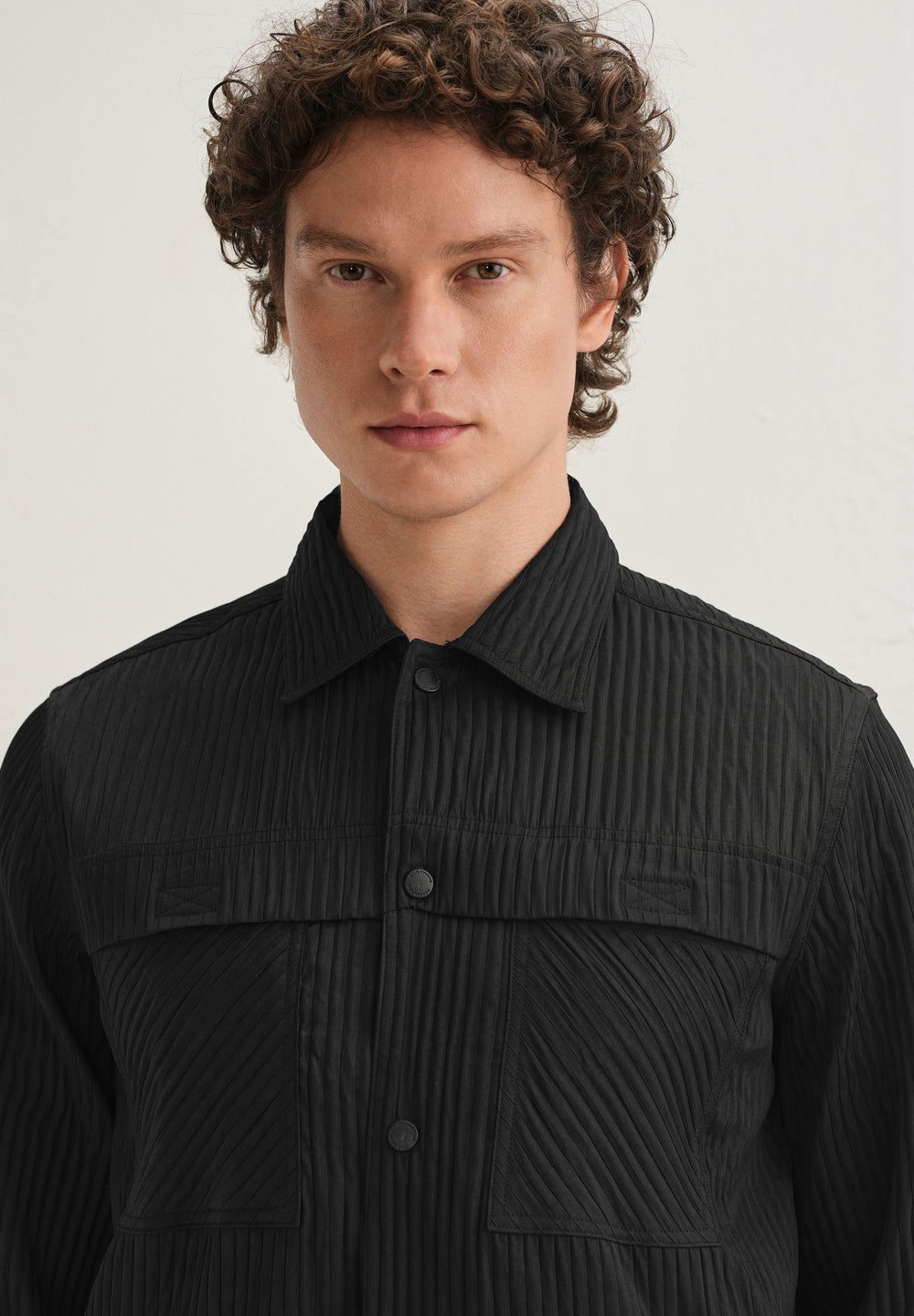 Black Textured Utility Shacket