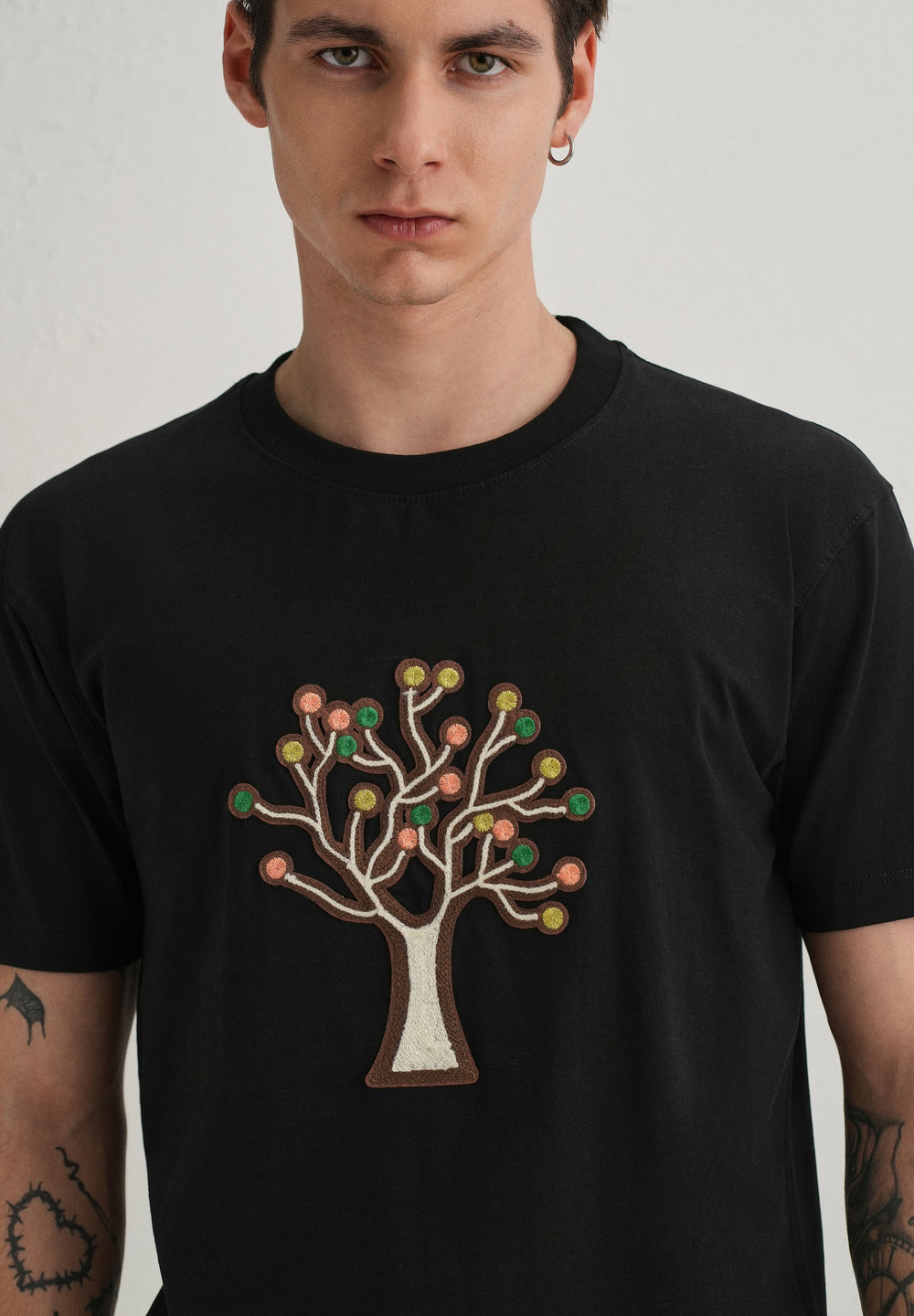 Black Tree Appique T-Shirt