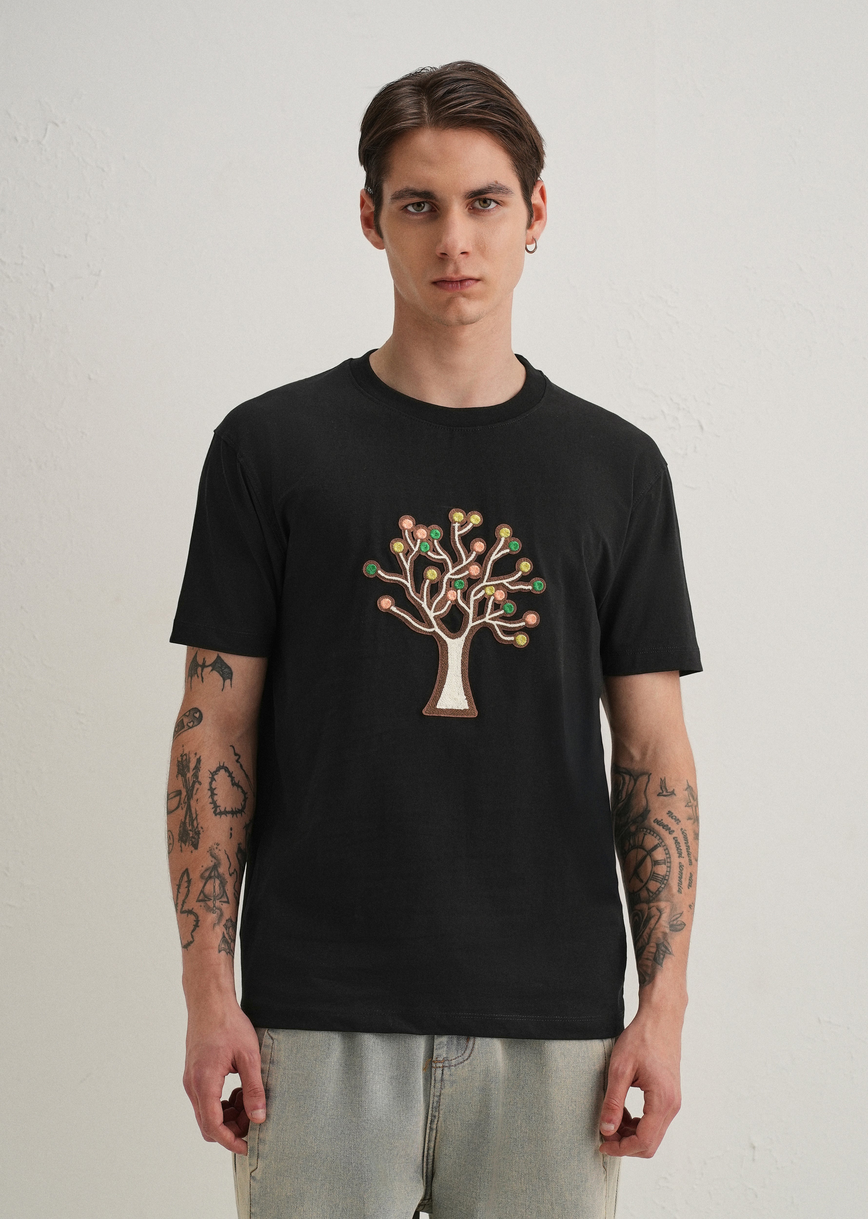 Black Tree Appique T-Shirt