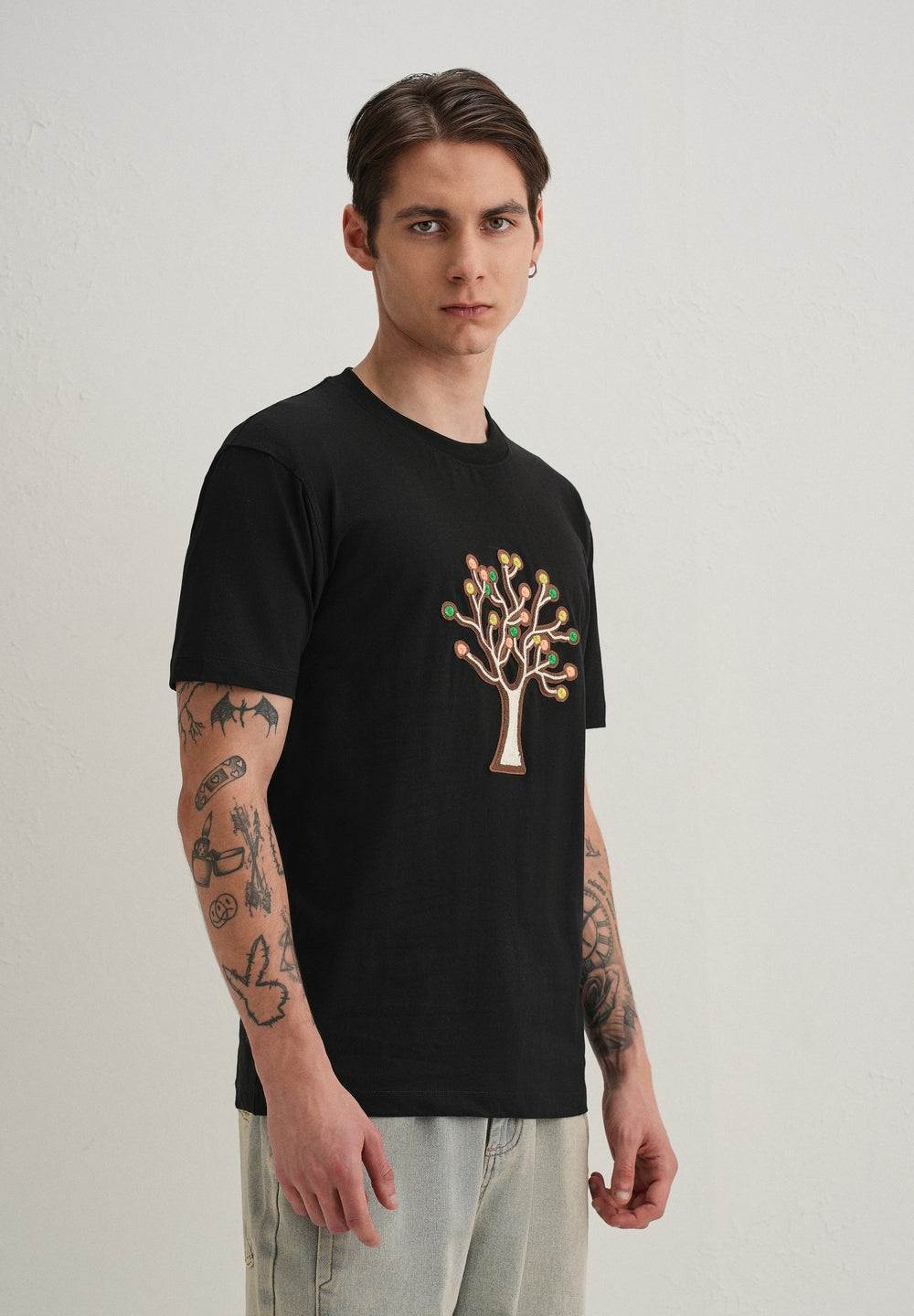 Black Tree Appique T-Shirt