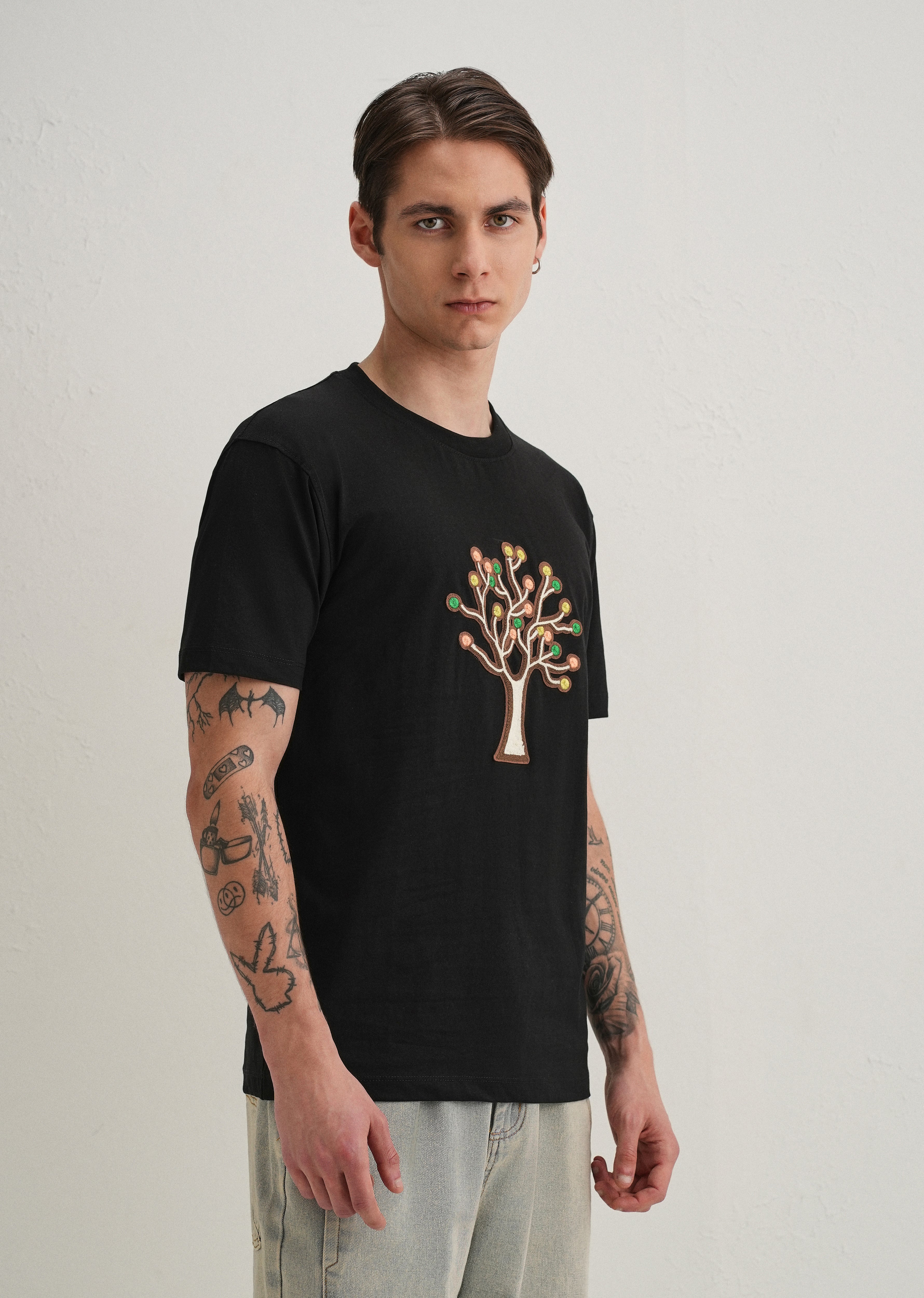 Black Tree Appique T-Shirt