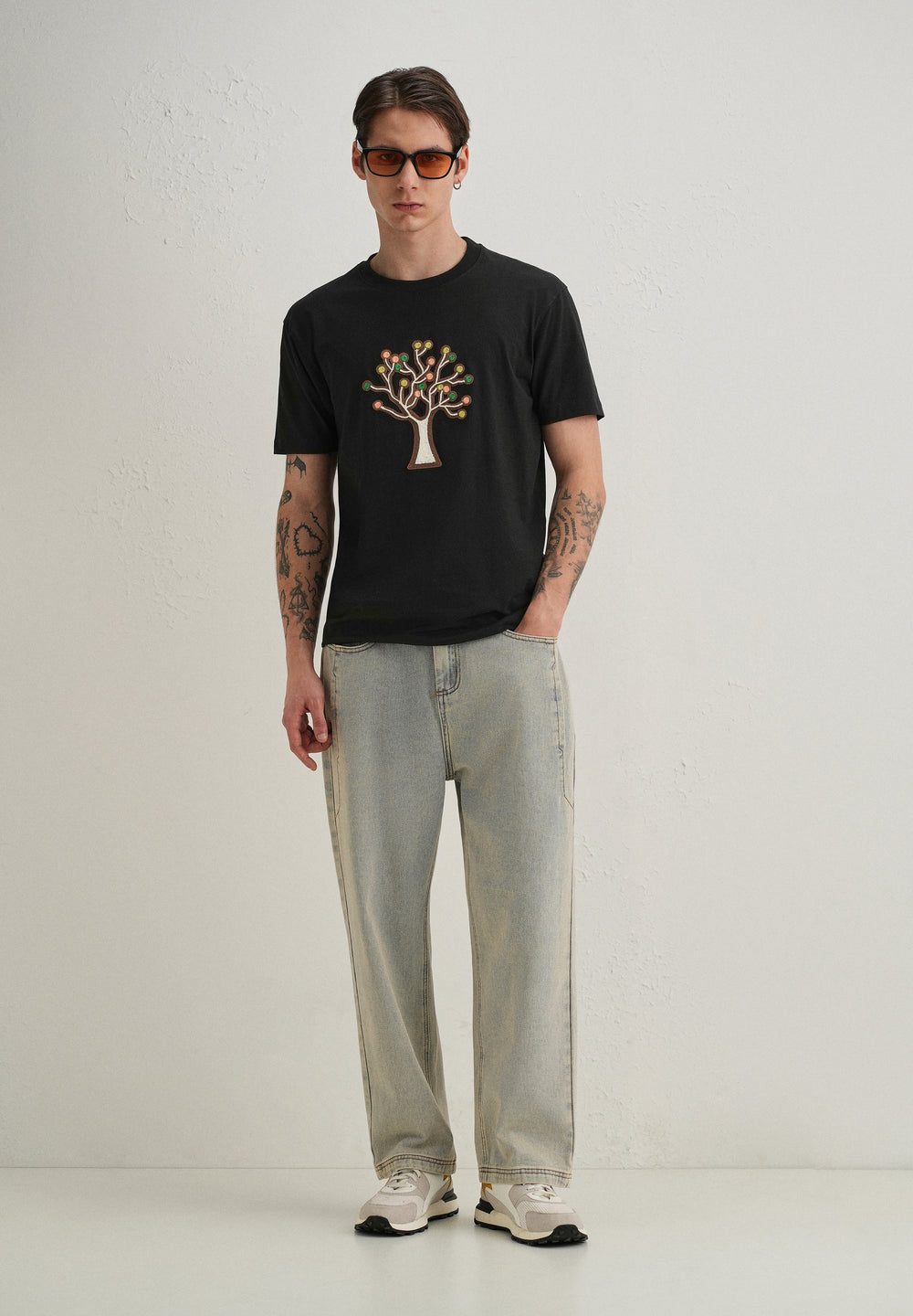 Black Tree Appique T-Shirt
