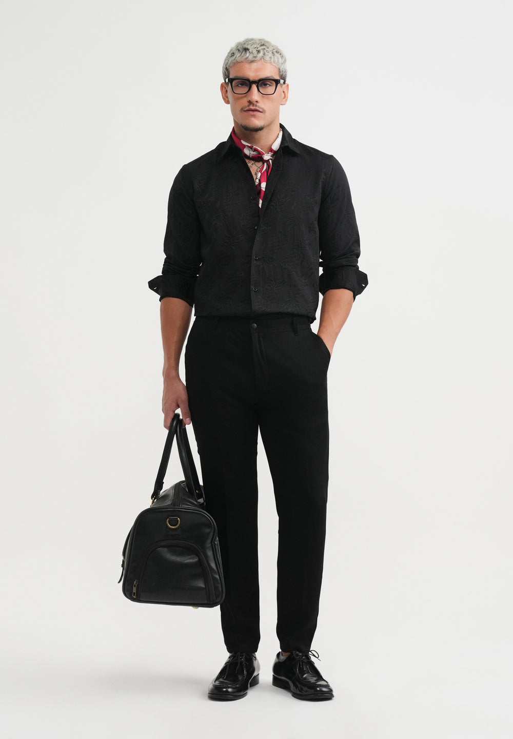 Black Tropical Jacquard Shirt