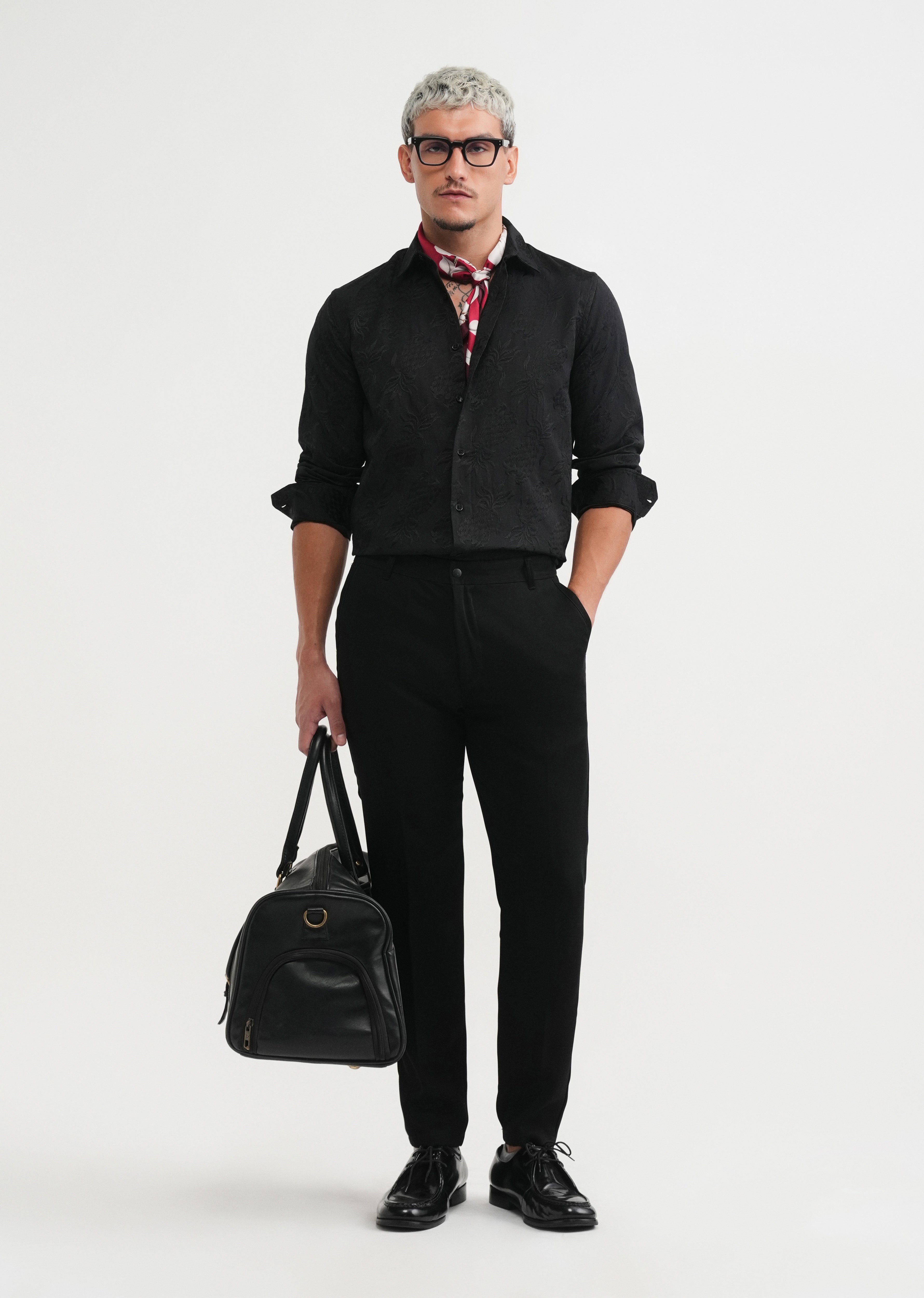 Black Tropical Jacquard Shirt