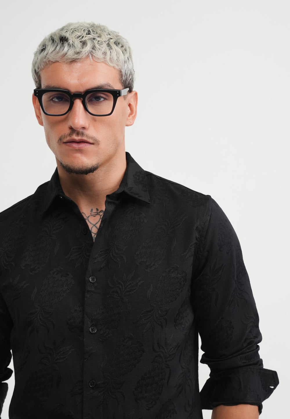 Black Tropical Jacquard Shirt
